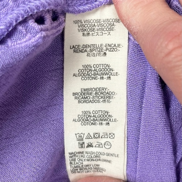 Free People Kiss Kiss Embroidered Purple Amethyst Eyelet Tunic Dress Size Medium - Picture 11 of 15